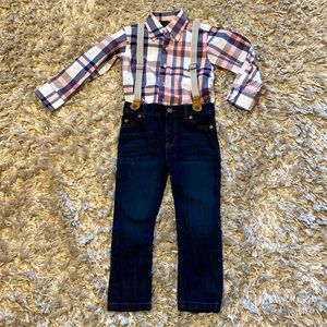 Carter’s size4 blue jeans & pink/gray/white plaid size 4T Vittorino shirt